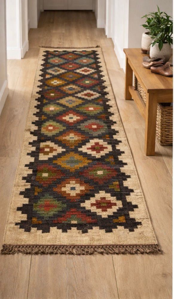Aztec Diamond Rug – Earth Tone Tribal Design