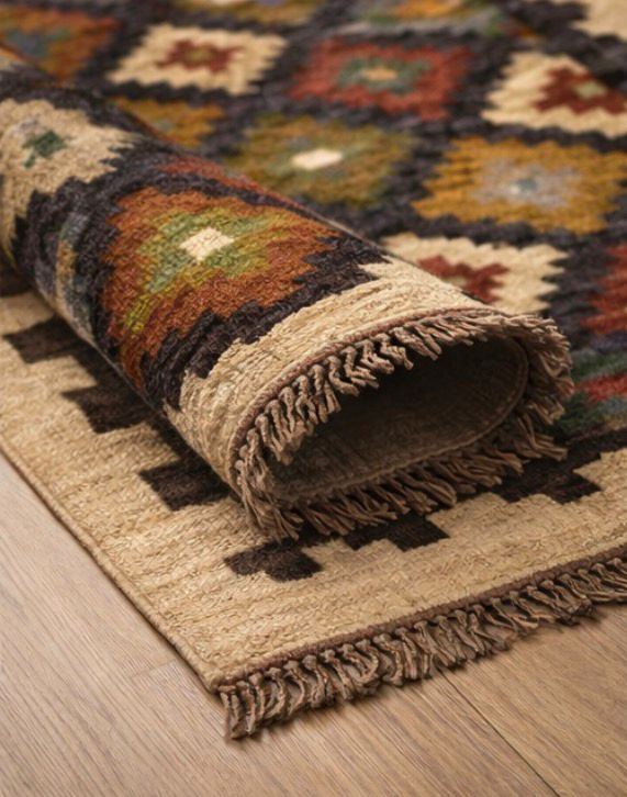 Aztec Diamond Rug – Earth Tone Tribal Design