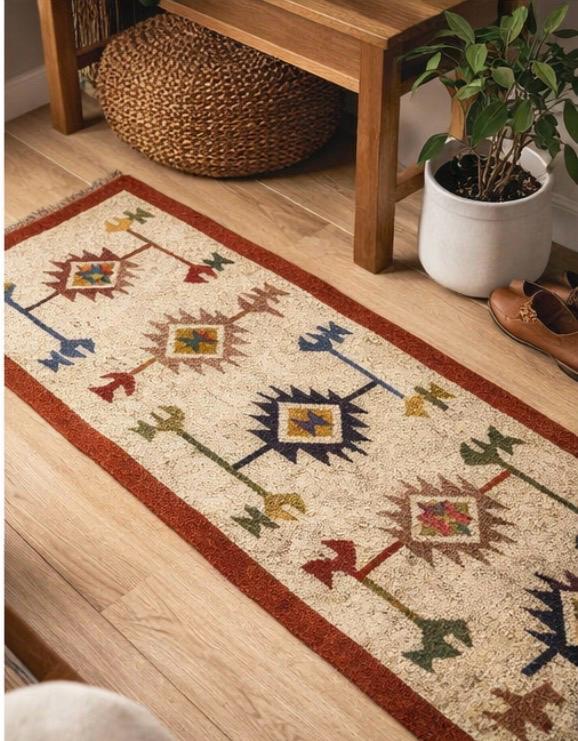 Aztec Tribal Rug – Cream & Terracotta