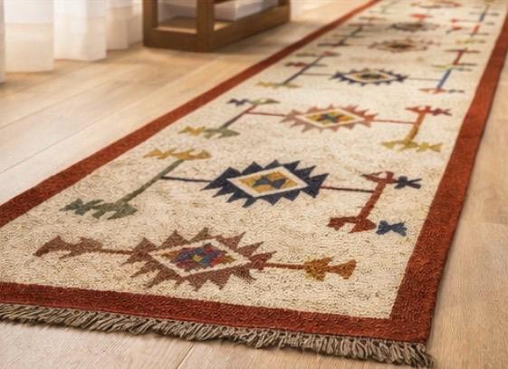Aztec Tribal Rug – Cream & Terracotta