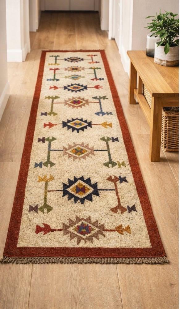 Aztec Tribal Rug – Cream & Terracotta