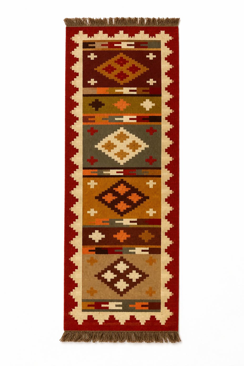 Aztec Southwestern  Rug – Rust Red Geometric Tribal Carpet