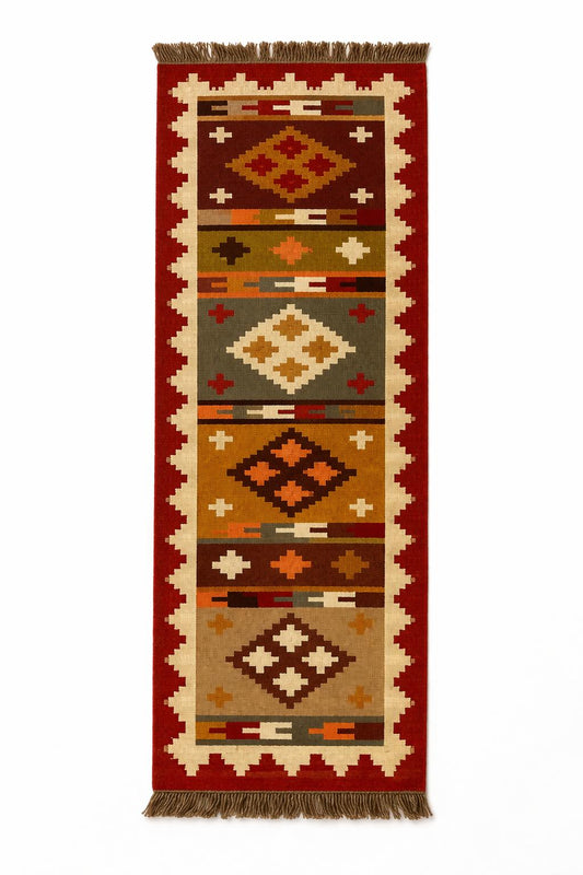 Aztec Southwestern  Rug – Rust Red Geometric Tribal Carpet