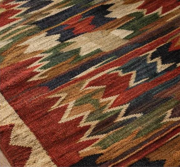 Handwoven Aztec Style Runner Rug – Red Tribal Geometric Pattern with Tassels