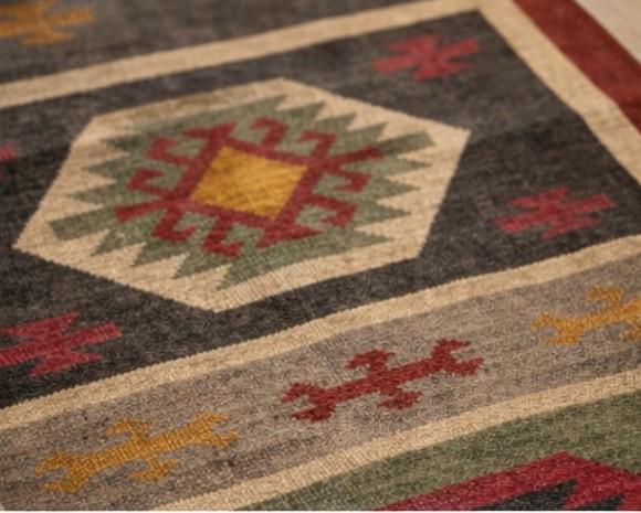 Aztec Medallion Runner Rug – Rustic Tribal Stripe Design in Earthy Tones