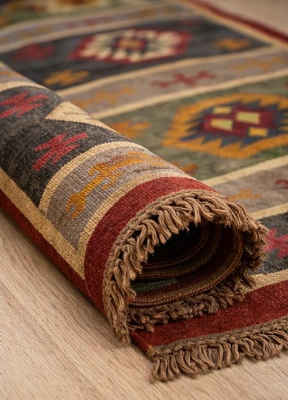 Aztec Medallion Runner Rug – Rustic Tribal Stripe Design in Earthy Tones